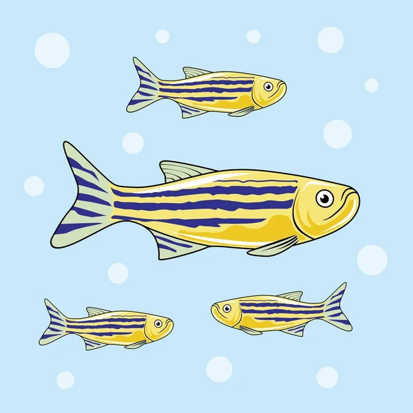 Zebrafish Cartone Animato Illustrazione Carino Pesce — Vettoriale Stock