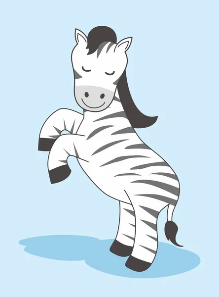 Zebra Cartoon Izolované Stojící Zvířata Ilustrace — Stockový vektor