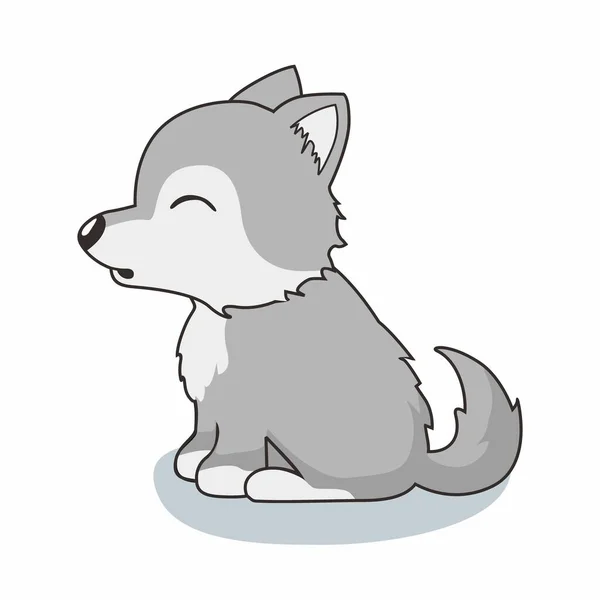 Wolf Cartoon Isolated Cute Coyote Illustration — 스톡 벡터