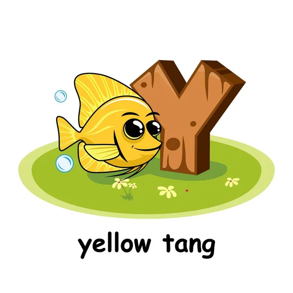 黄色唐木字母教育动物字母Y — 图库矢量图片