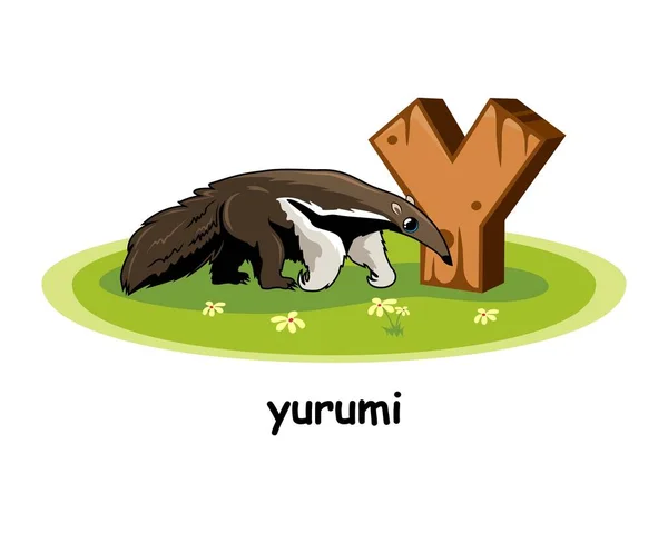 Yurumi Holz Alphabet Bildung Tiere Buchstabe — Stockvektor