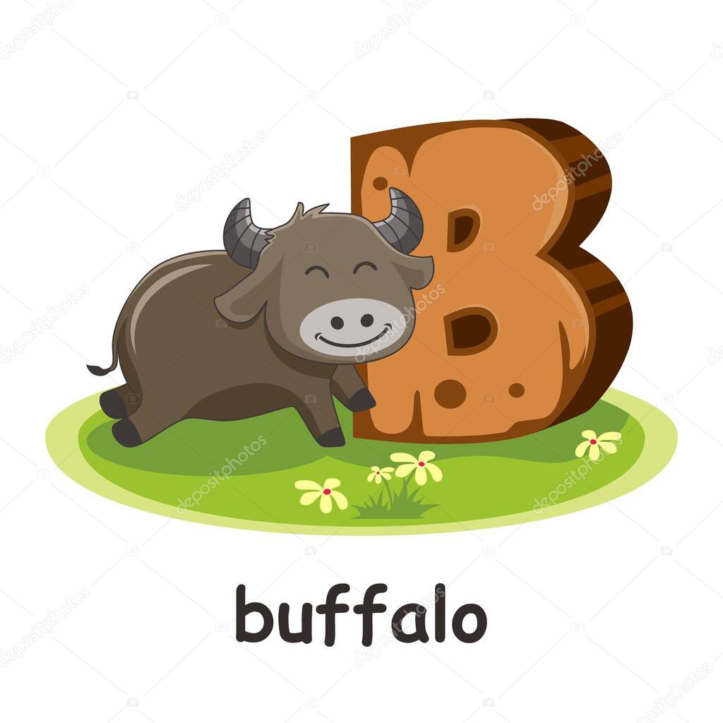 Buffalo Animals Wooden Alphabet Education Letter B