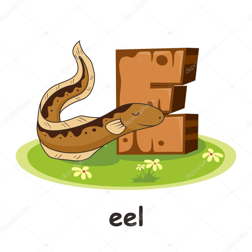 Eel Animals Wooden Alphabet Letter E