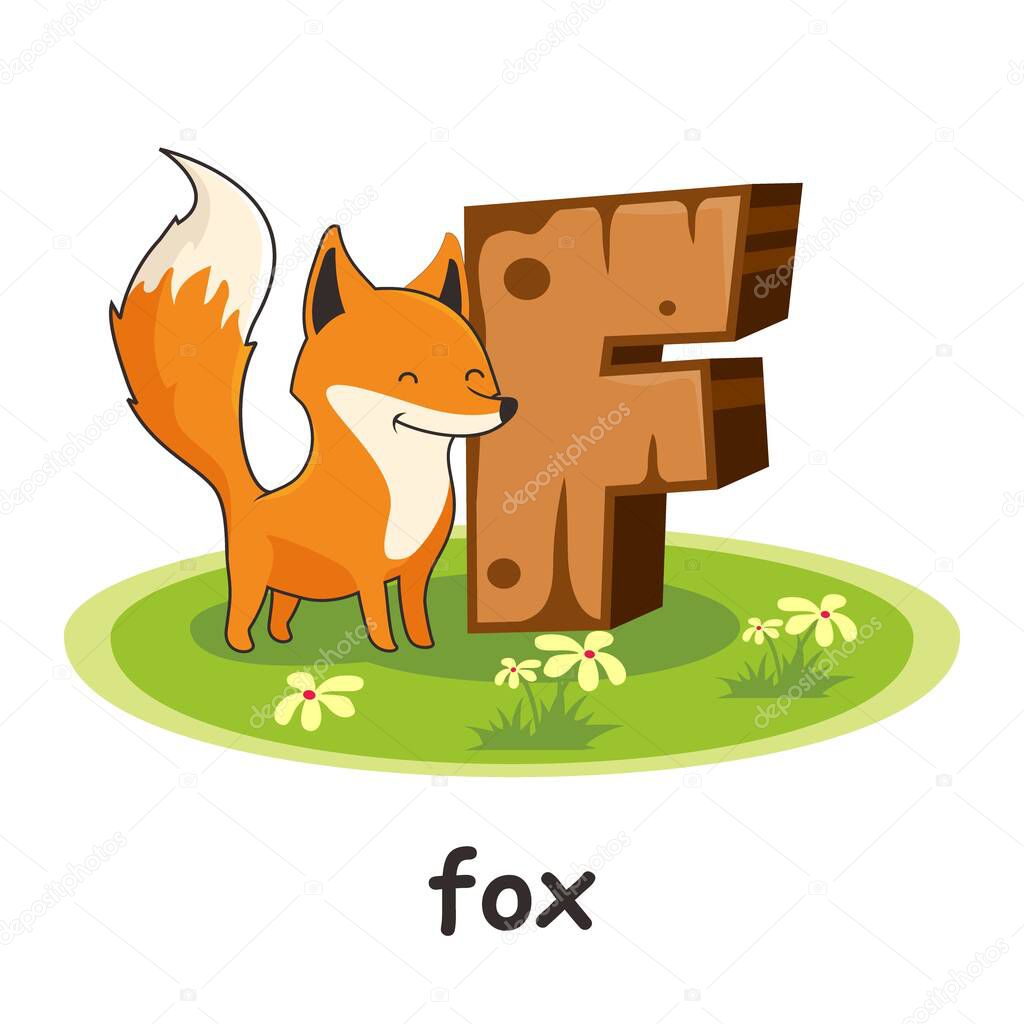 Fox Animals Wooden Alphabet Letter F
