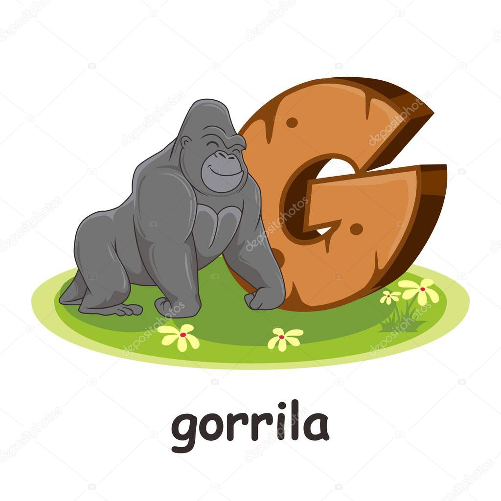 Gorilla Wooden Alphabet Education Animals Letter G