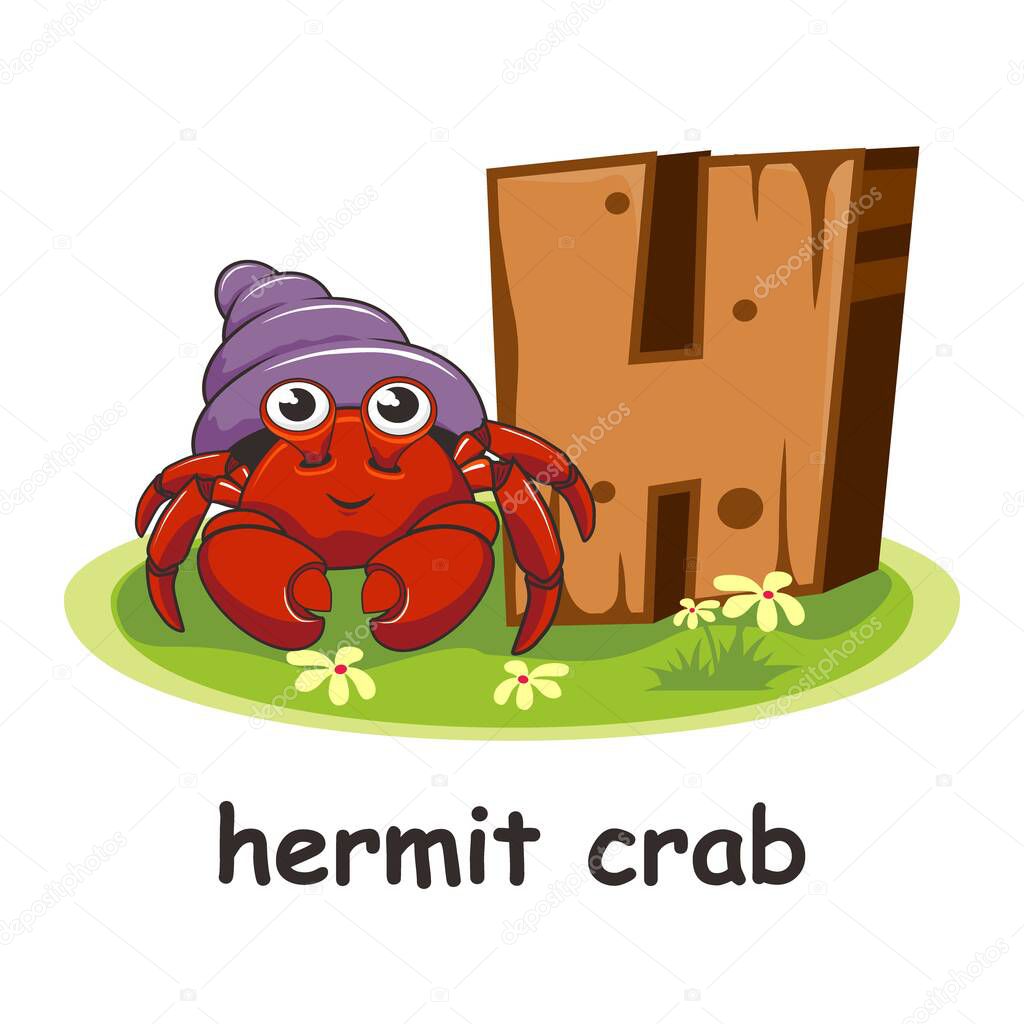 Hermit Crab Wooden Alphabet Education Animals Letter H