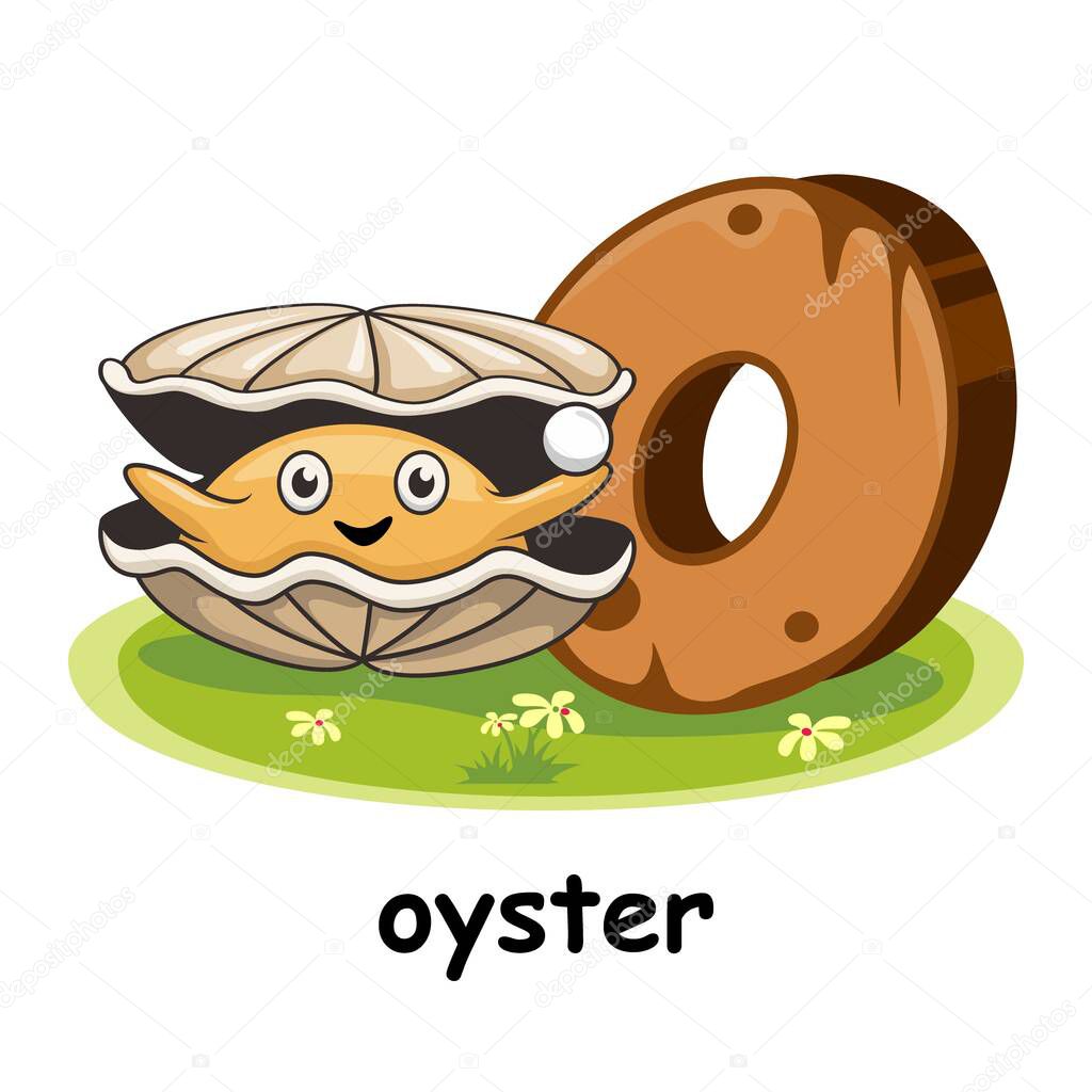 Oyster Cartoon 3D Wood Alphabet Animals Letter O