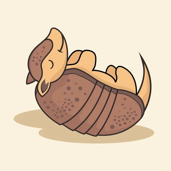 Lazy Armadillo Cartoon Sleeping Isolated — стоковый вектор