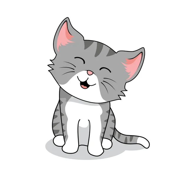 Cat Grey Cartoon Isolated — стоковый вектор