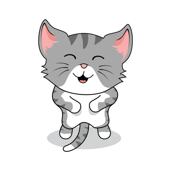 Cat Grey Cartoon Isolated — стоковый вектор