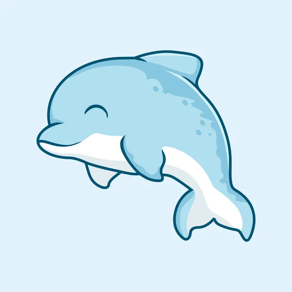 イルカ漫画かわいい魚イラスト — ストックベクタ