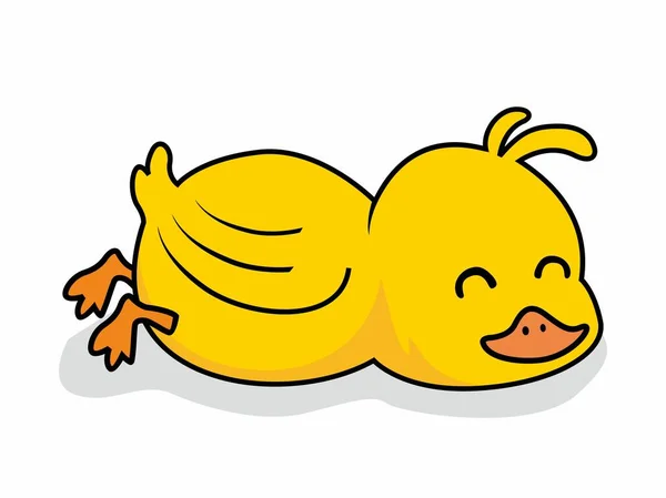 Lazy Baby Duck Sleeping Cute Cartoon — Stock Vector