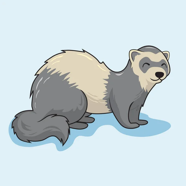 Ferret Cartoon Weasel Zwierzęta Stoat Mink — Wektor stockowy