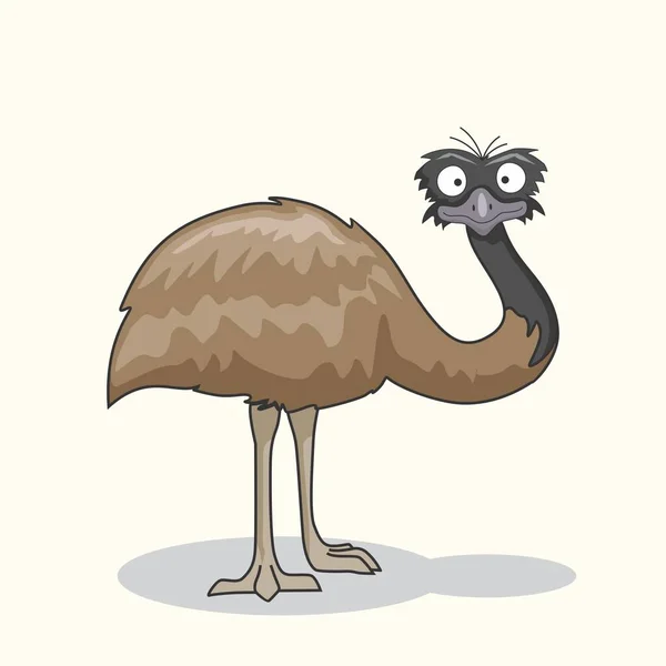Emu Bird Cartoon Słodkie Zwierzęta — Wektor stockowy
