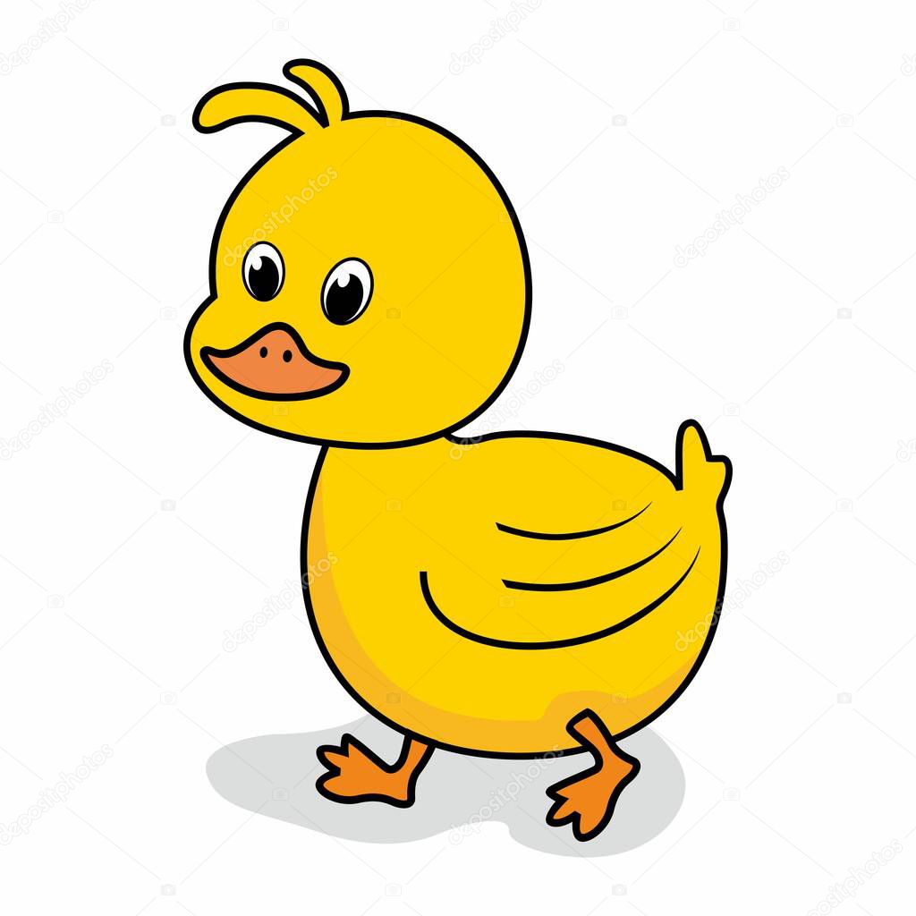 Little Duck Cartoon Cute Isolated