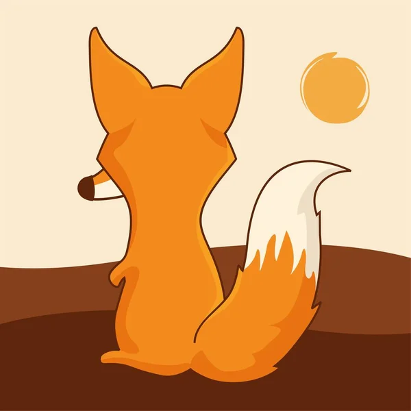 Fox Cartoon Terugblik — Stockvector