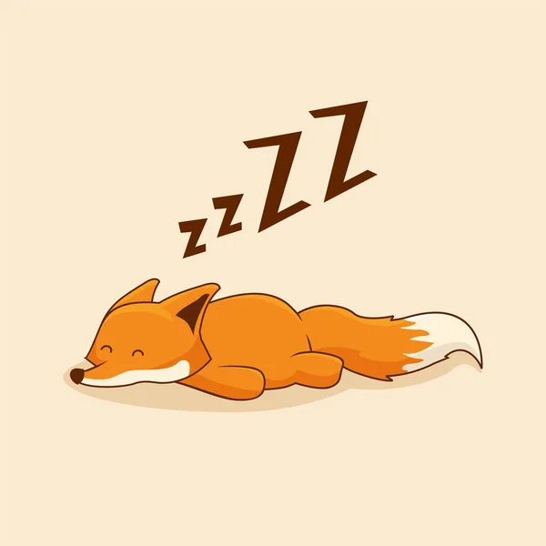 Lazy Fox Cartoon Sleep Animals Sleeping — Stock Vector