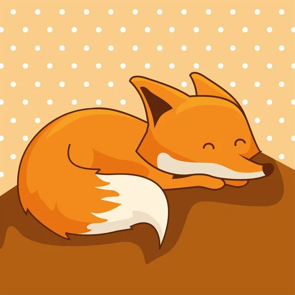 Fox Sleeping Cartoon Cute Sleep Animals Ленивые — стоковый вектор