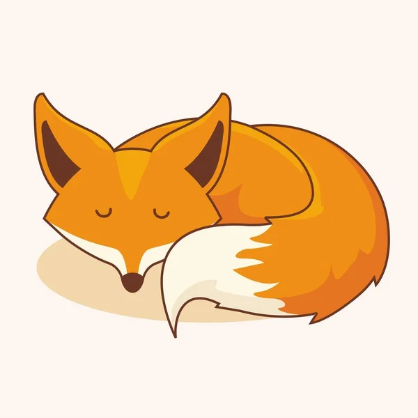 Fox Ζώα Ύπνου Κινουμένων Σχεδίων Απομονωμένα Κοιμισμένα — Διανυσματικό Αρχείο