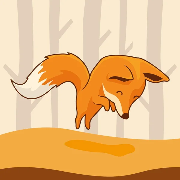 Fox Cartoon Jump Animaux Mignons Saut — Image vectorielle