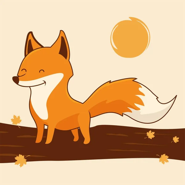 Fox Cartoon Schattig Dieren Geïsoleerd — Stockvector