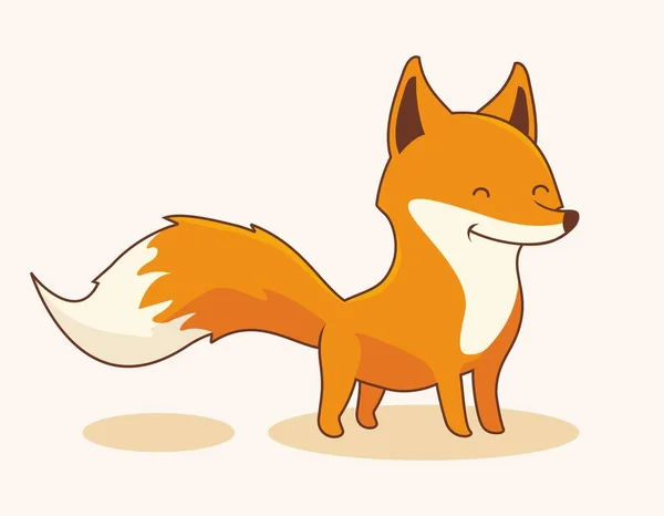 Fox Cartoon Cute Animals Isolated — Stock Vector