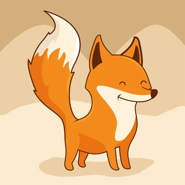 Fox Cartoon Schattig Dieren Geïsoleerd — Stockvector