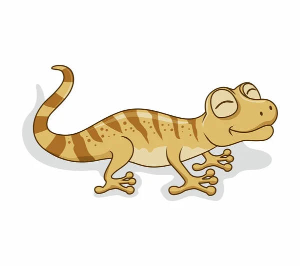 Mignon Gecko Bande Dessinée Isolé — Image vectorielle