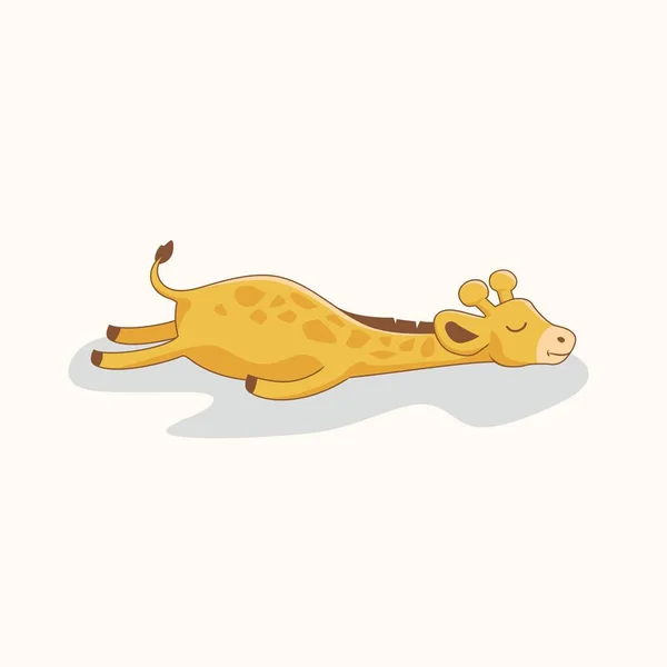 Pigro Giraffa Carino Cartone Animato Dormire — Vettoriale Stock