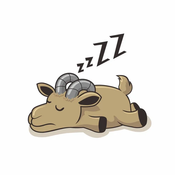 Lazy Goat Sleeping Cartoon Animals — Stock Vector