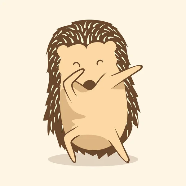 Hérisson Cartoon Dabbing Dance Porcupine Animaux Mignons — Image vectorielle