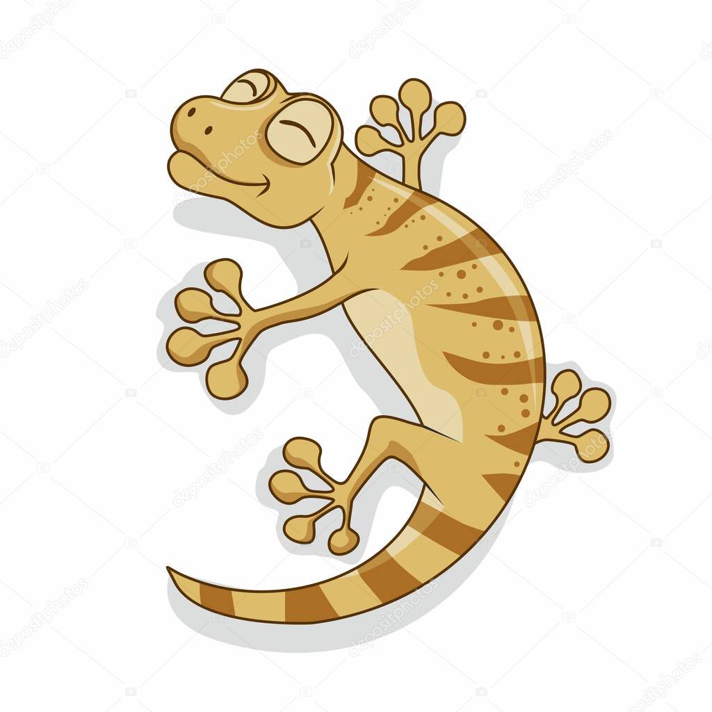 Cute Gecko Cartoon Isolated