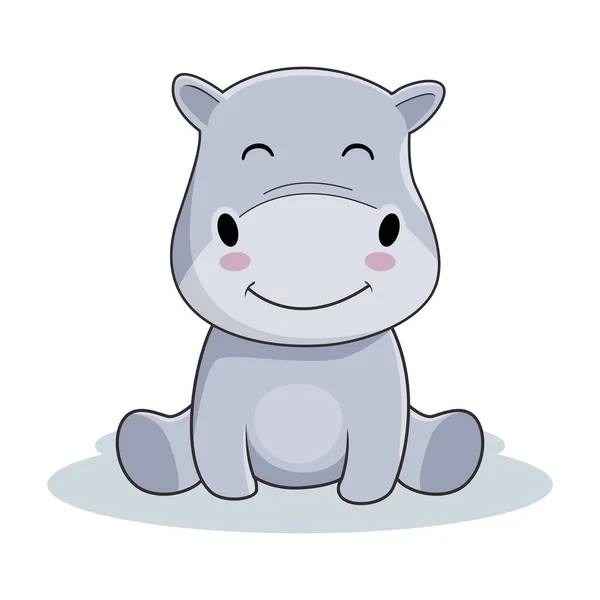 Hippo Cartoon Cute Hippopotamus Isolated — Stock Vector
