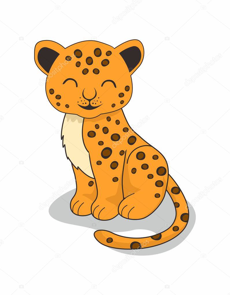 Jaguar Cartoon Isolated - Jaguar Cute Animals Illustration