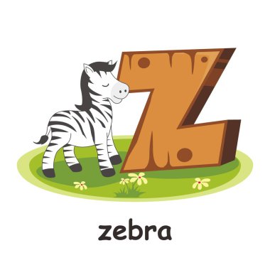 Zebra Hayvanlar için Z Tahta Alfabe