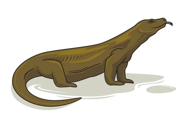 Komodo Dragon Cartoon Carino Animali Illustrazione — Vettoriale Stock