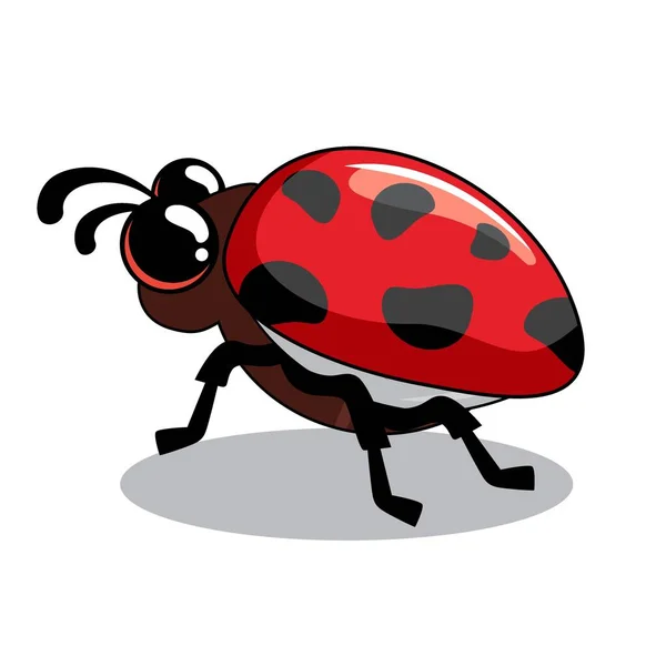 Ladybug Γελοιογραφία Χαριτωμένα Ζώα Εικονογράφηση — Διανυσματικό Αρχείο