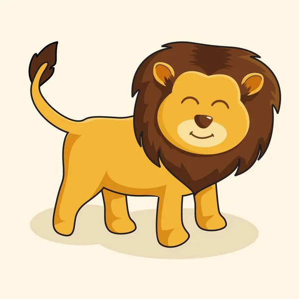 Roi Lion Dessin Animé Animaux Mignons Illustration — Image vectorielle