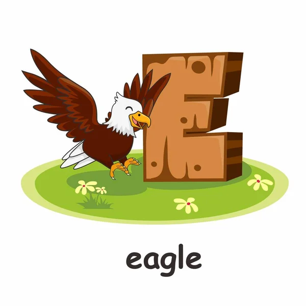 Eagle Cartoon Alphabet Wood Animation — стоковый вектор