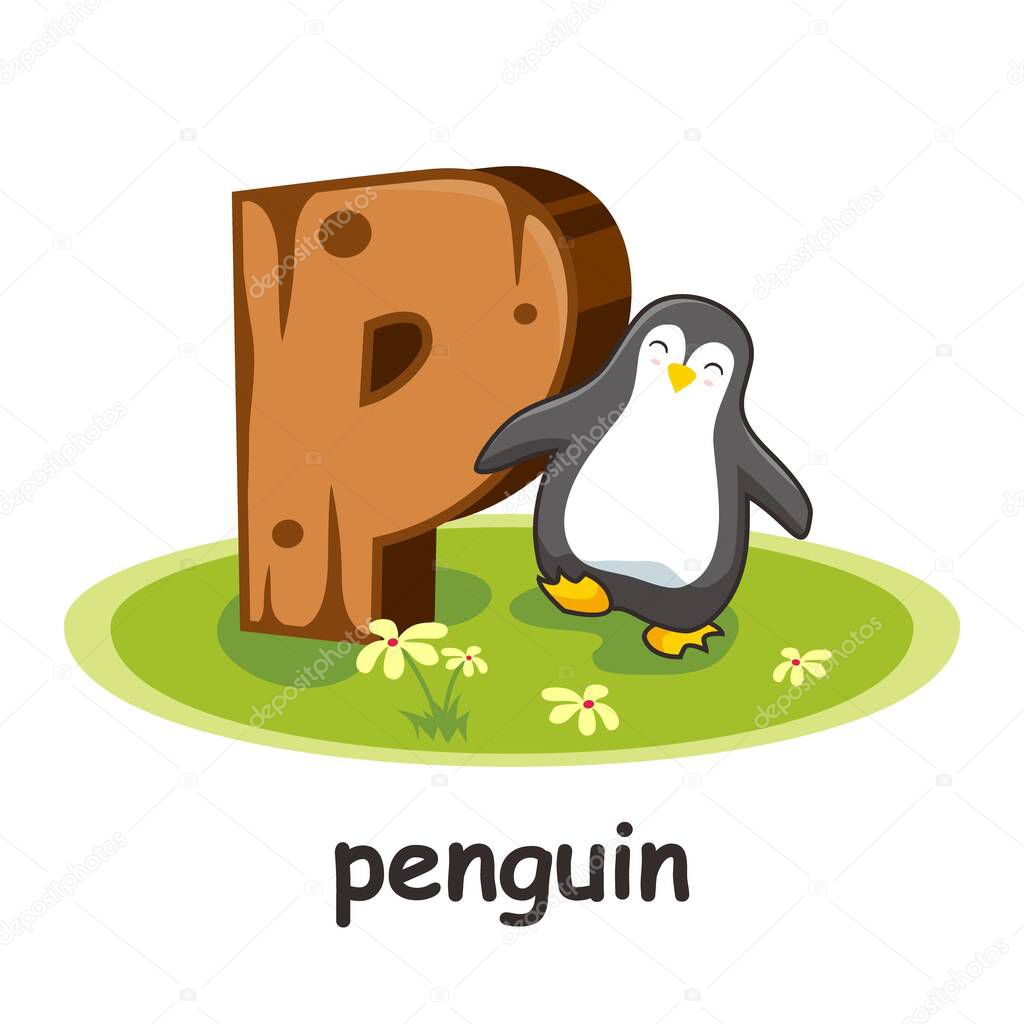 P for Penguin Animals Wooden Alphabet