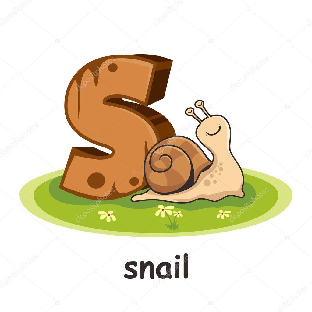 S for Snail Animals Wooden Alphabet