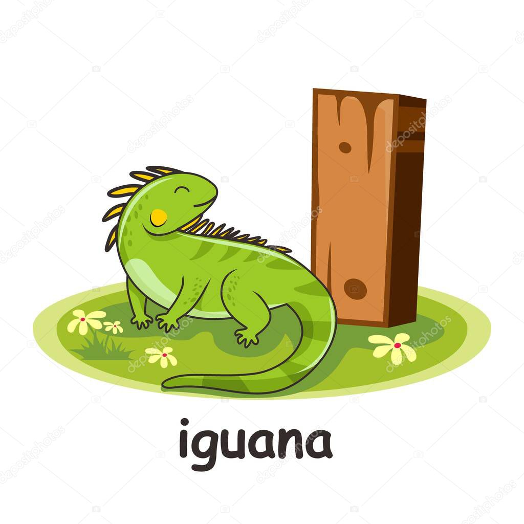 I for Iguana Animals Wooden Alphabet