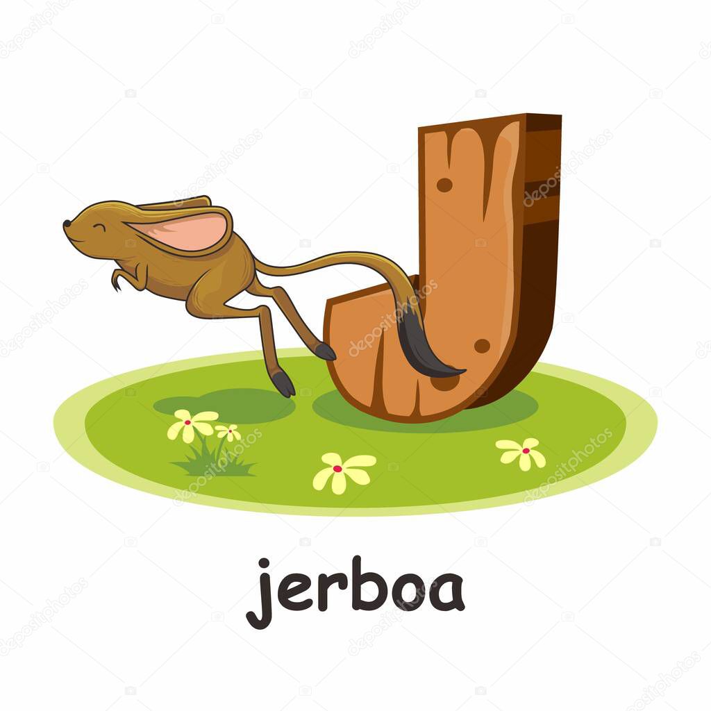 J for Jackal Cartoon 3D Alphabet Wood Animals