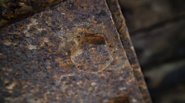 Doğal değişimlerden kaynaklanan paslı bir demir levha.