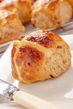taze pişmiş ekmek sıcak cross buns