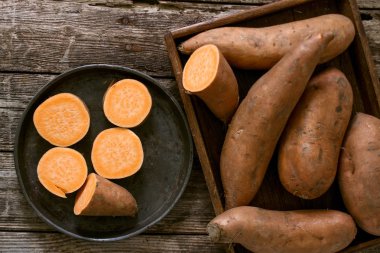 preparing healthy sweet potatoes clipart