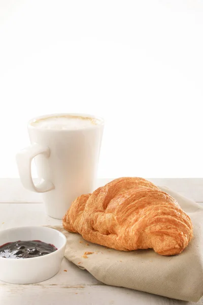 Café Manhã Croissant Cozido Forno Fresco — Fotografia de Stock