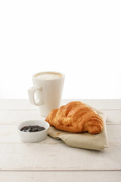 Café Manhã Croissant Cozido Forno Fresco — Fotografia de Stock