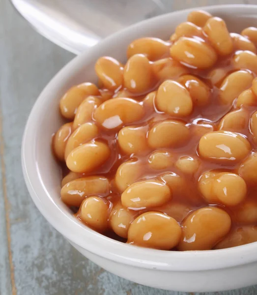 Baked Beans White Dish — Stock Photo, Image