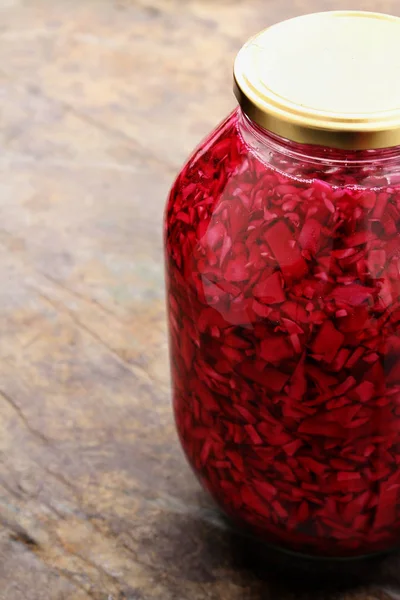 Pickled red cabbage in jar — Stock Image Pickled Red Cabbage Jar Stock Picture